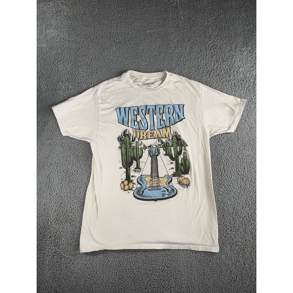 Persaya T‎ Shirt Men Large Graphic Western Dream Guitar Country Tee